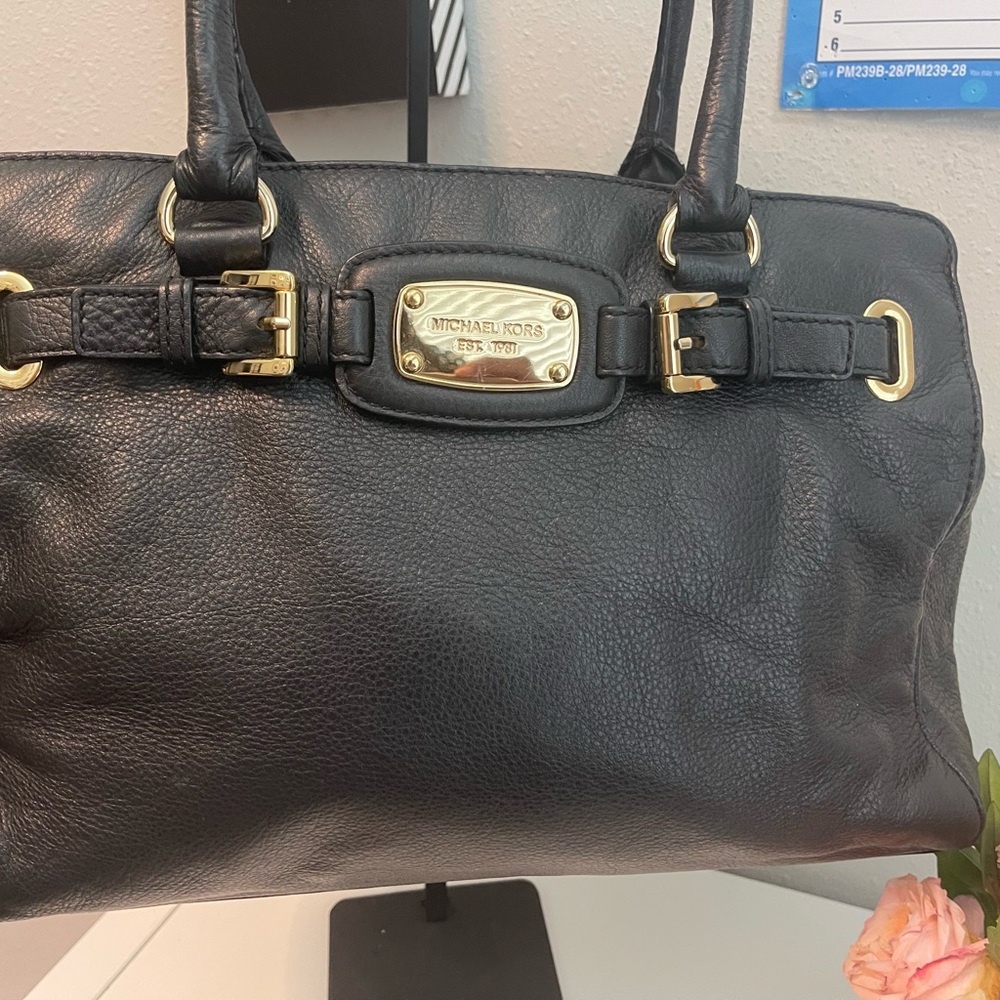 Michael Kors Black Satchel with Gold Accents